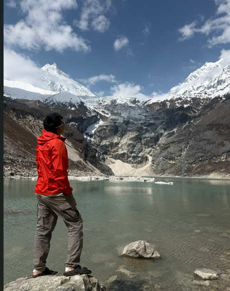 Still glacial water at Birendra Lake below the Manaslu glacier